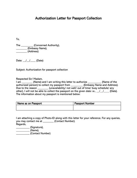 authorization letter for passport|Authority Letter To Collect Passport .